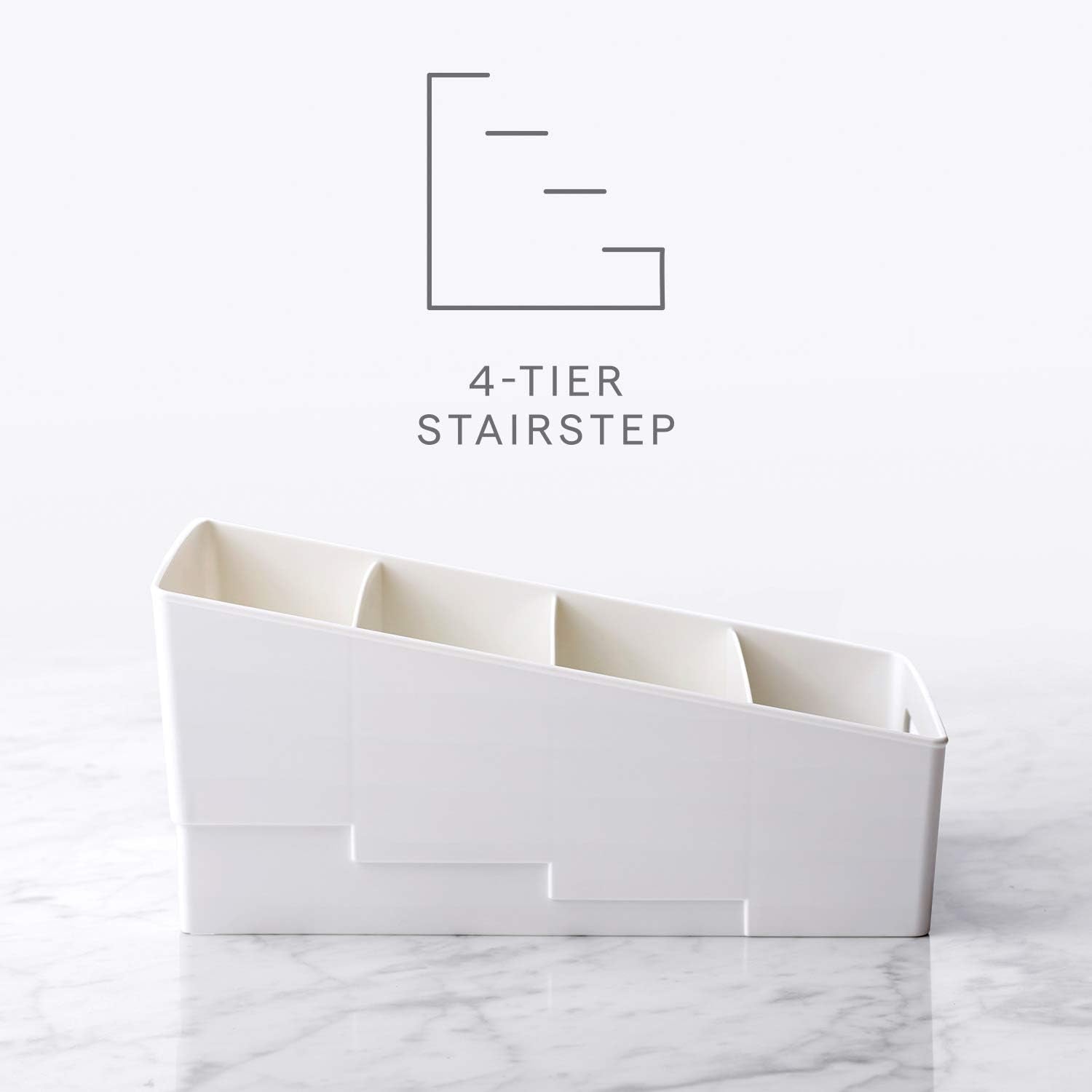 3 Packet and Snack Shelfbin Tiered Packet & Snack Bin Organizer for Kitchen Cabinet Pantry, Small, White