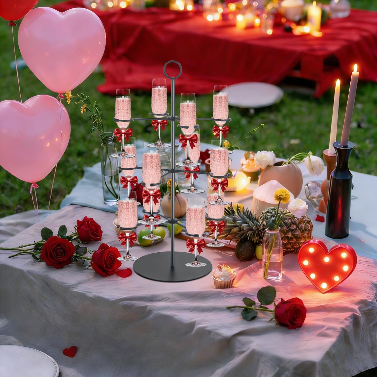 Cocktail Tree Stand for Parties Brunch,3 Tiers 12 Holders Drink Tower Wine Glass Holder Stand,Champagne Tower Martinis Tree,Wine Glasses Display Margarita Tower Drink Stand for Mimosa Bar Party Bridal